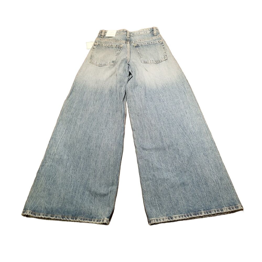 NWT Zara Palazzo Pant Women Size 00 Wide Leg Jeans Mid Rise Denim New (26×31.5) - Picture 3 of 6